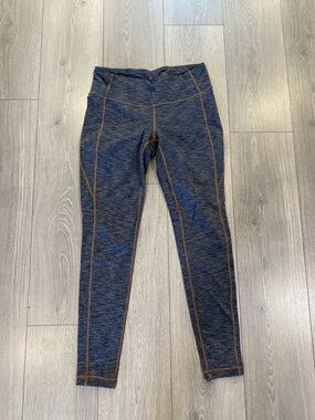 Athleta Gray Leggings with Brown Contrast Stitching